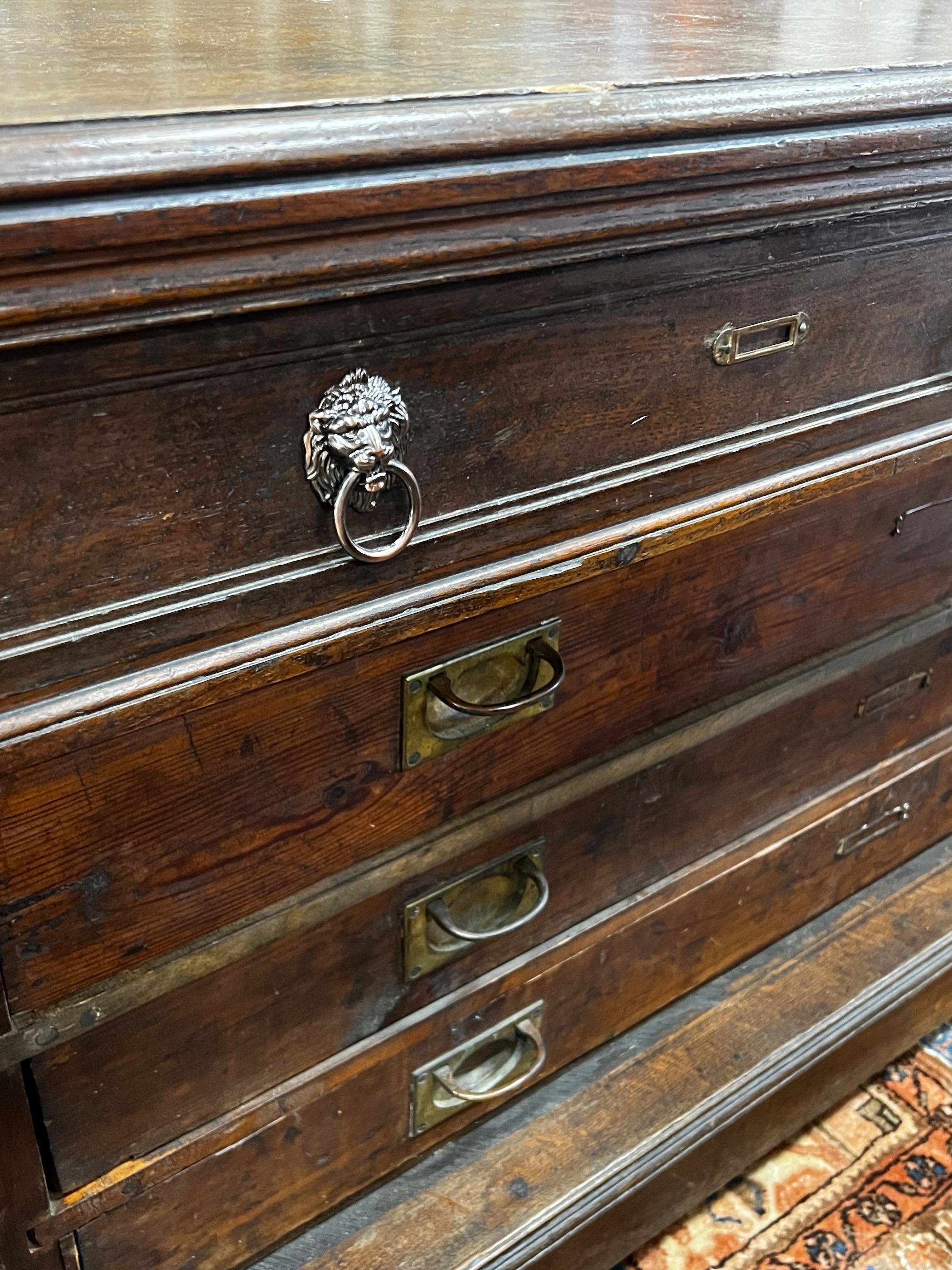 A 19th century French oak and pine commode, length 154cm, depth 66cm, height 97cm